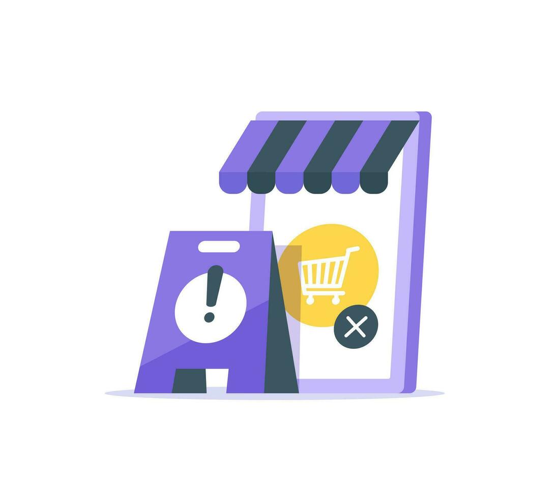 closed for maintenance,online shopping,flat design icon vector illustration