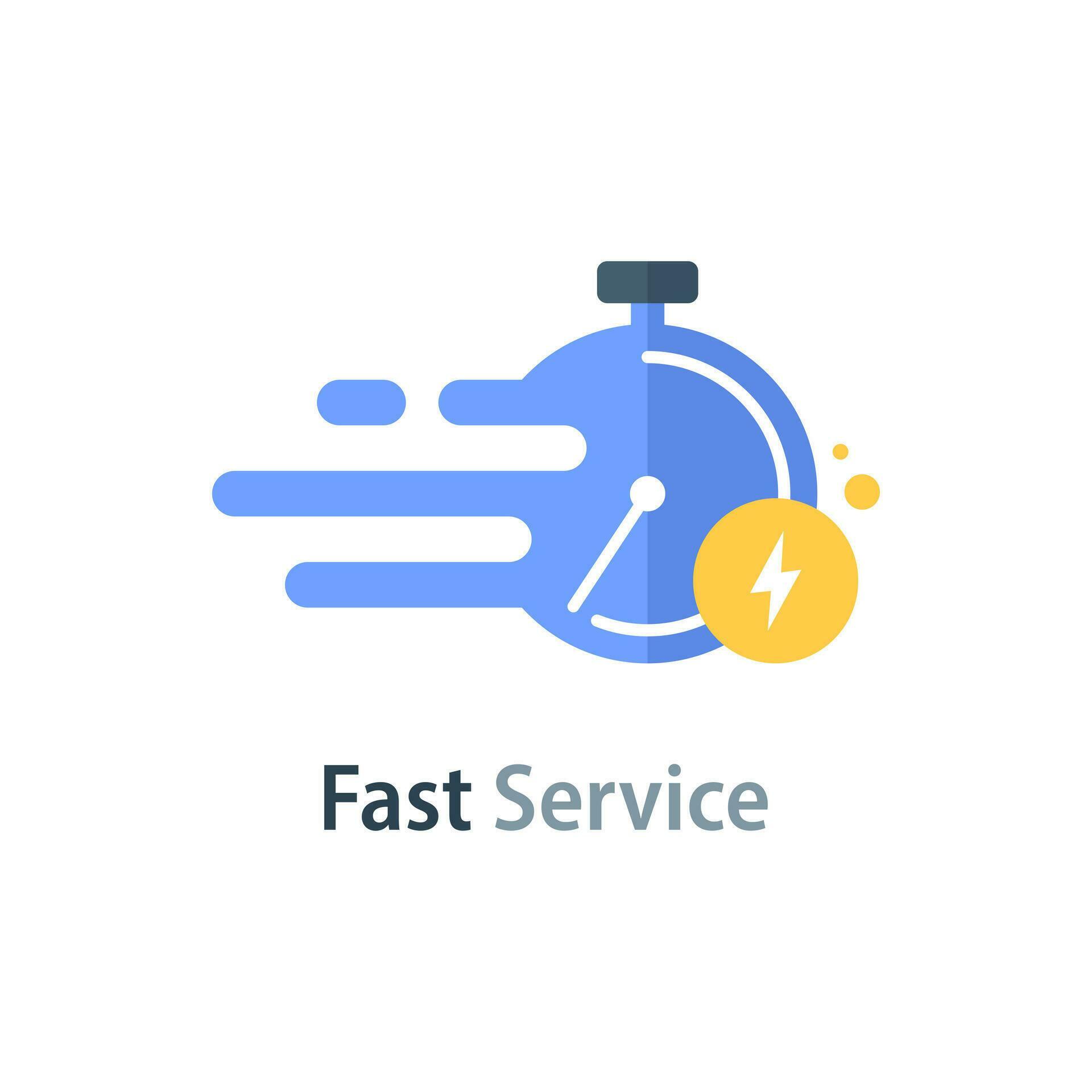 Fast or slow service, delivery delay concept, last minute stopwatch