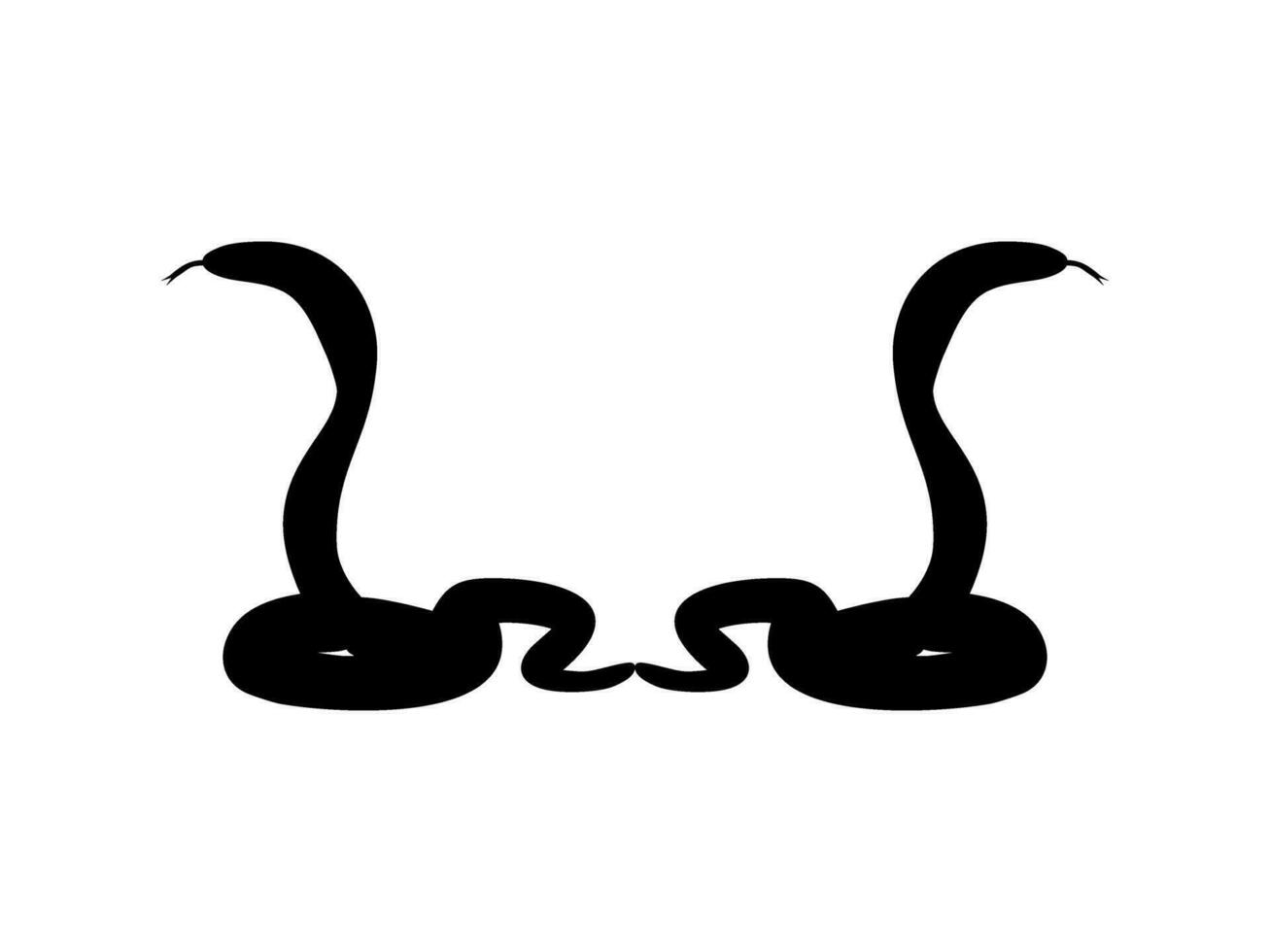 Silhouette of the Pair of the Cobra Snake for Logo, Pictogram, Website or Graphic Design Element. Vector Illustration