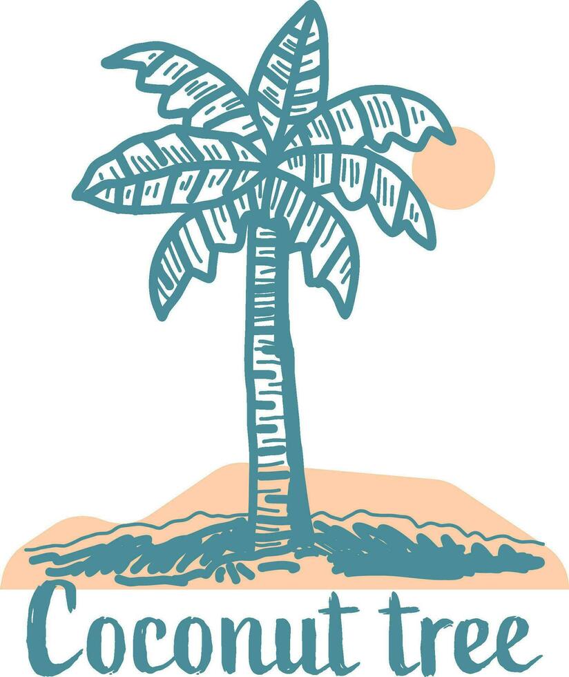 coconut tree illustration hand drawn vector