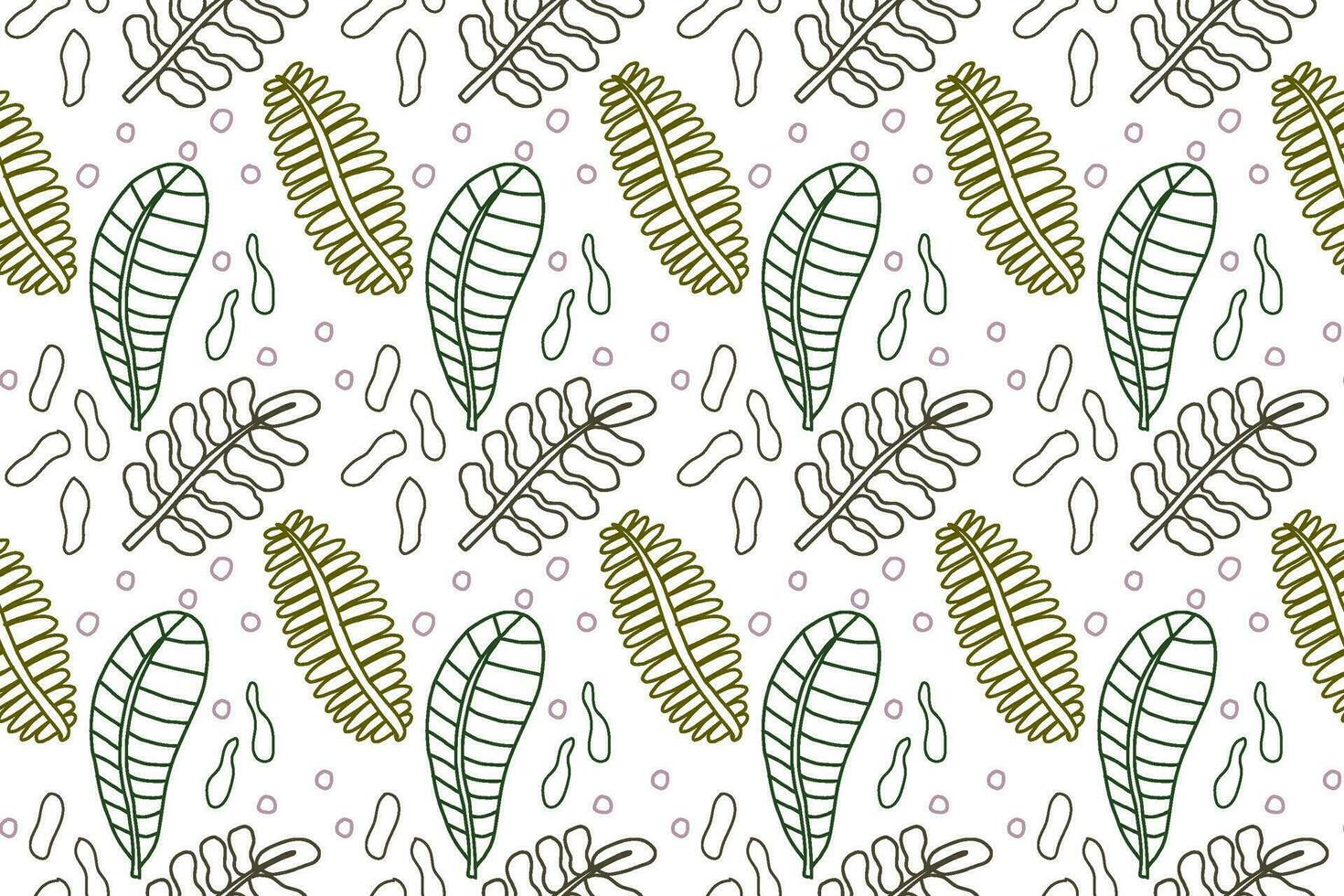 random leafs seamless pattern hand drawn vector