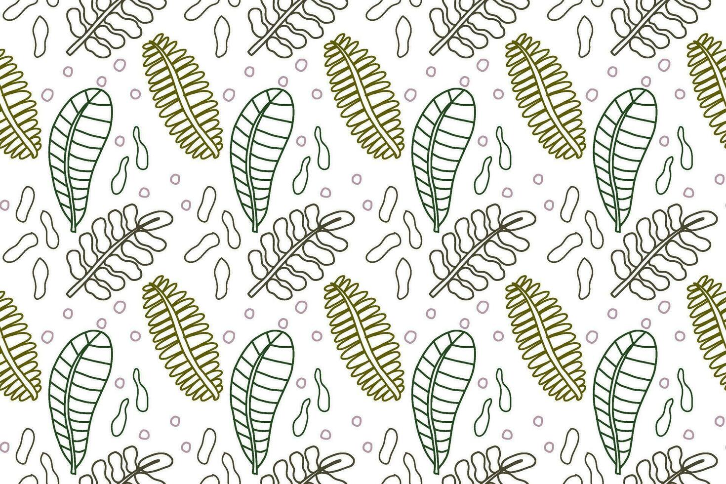 random leafs seamless pattern hand drawn vector