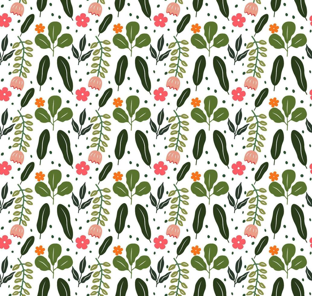 leaf and flower seamless pattern flat design vector