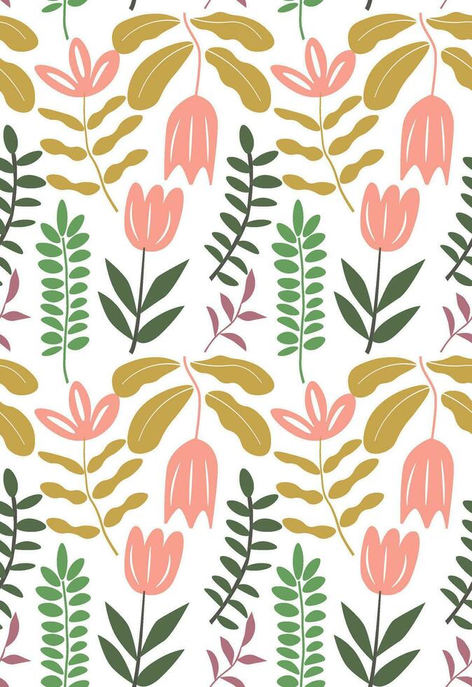 flat design seamless pattern botanical garden vector