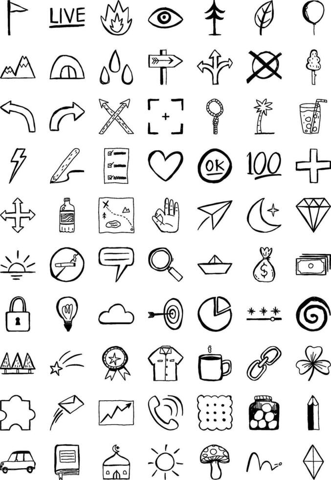 doodle outdor activity icon set vector