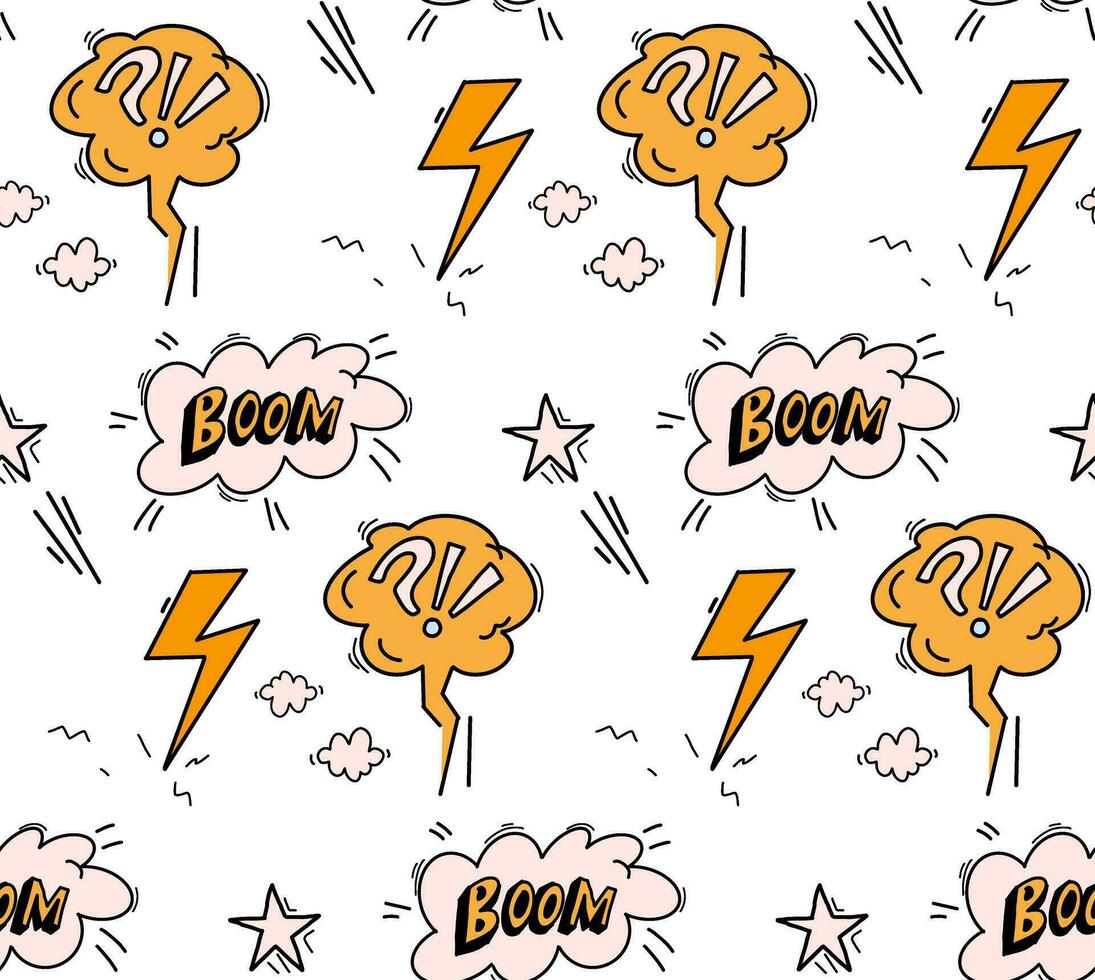 action graphic comic style seamless pattern hand drawn vector