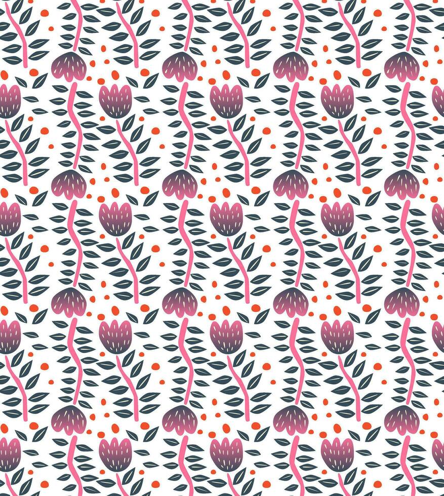 Abstract Flower seamless pattern hand drawn flat design vector