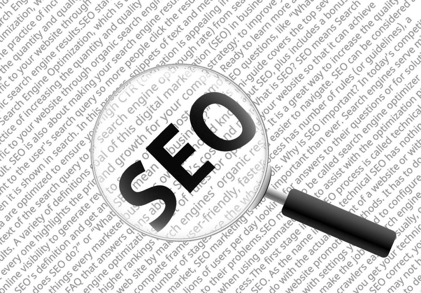 Magnifying glass zoom to SEO vector