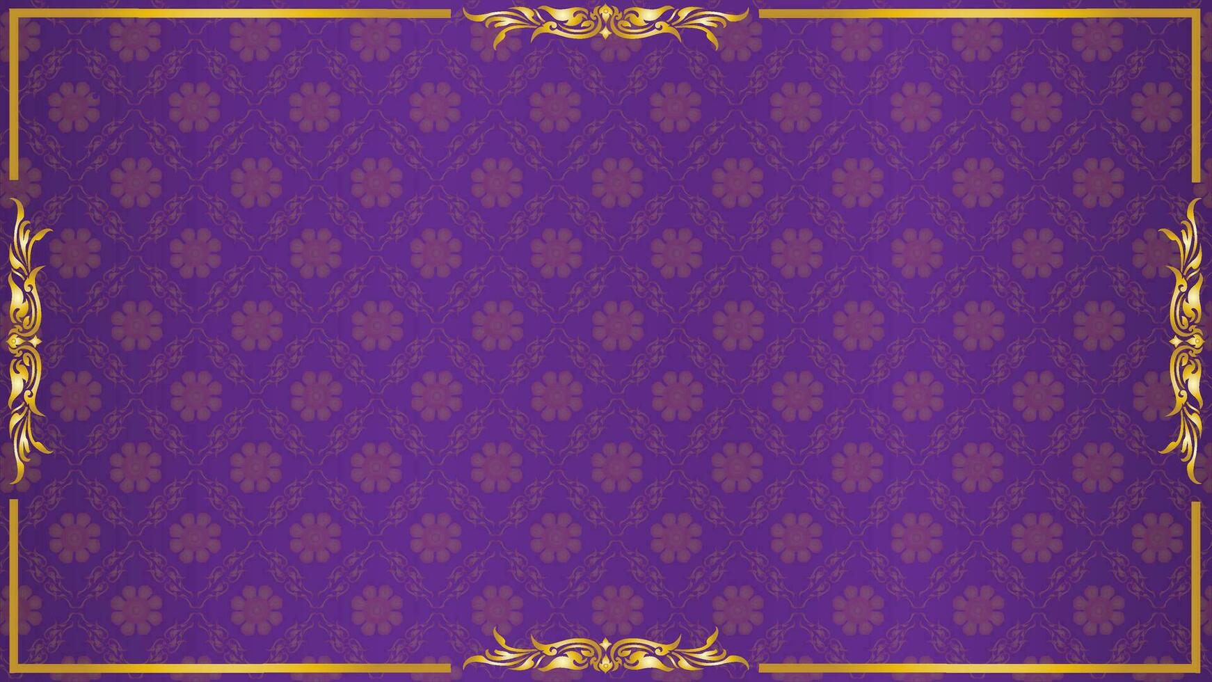 Thai luxury purple background with golden frame - Asian traditional art Design Vector