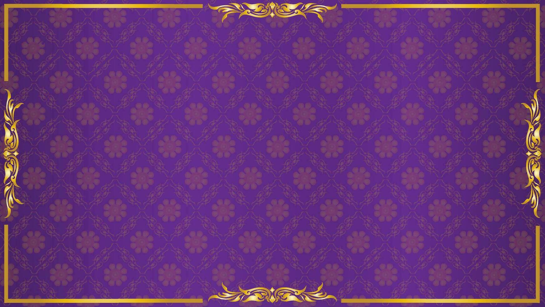 Thai luxury purple background with golden frame - Asian traditional art Design Vector