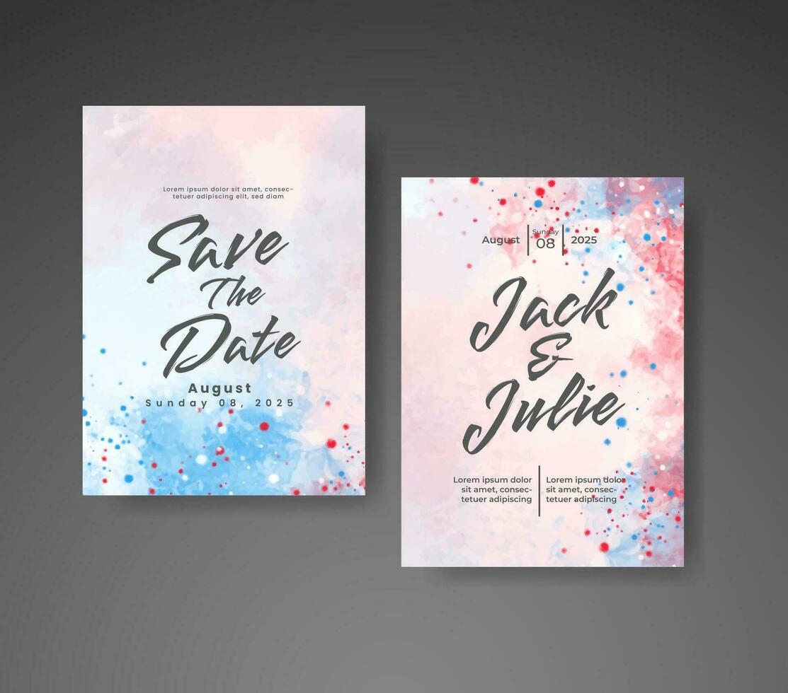 Save the date with watercolor background. Design for your invitation. vector