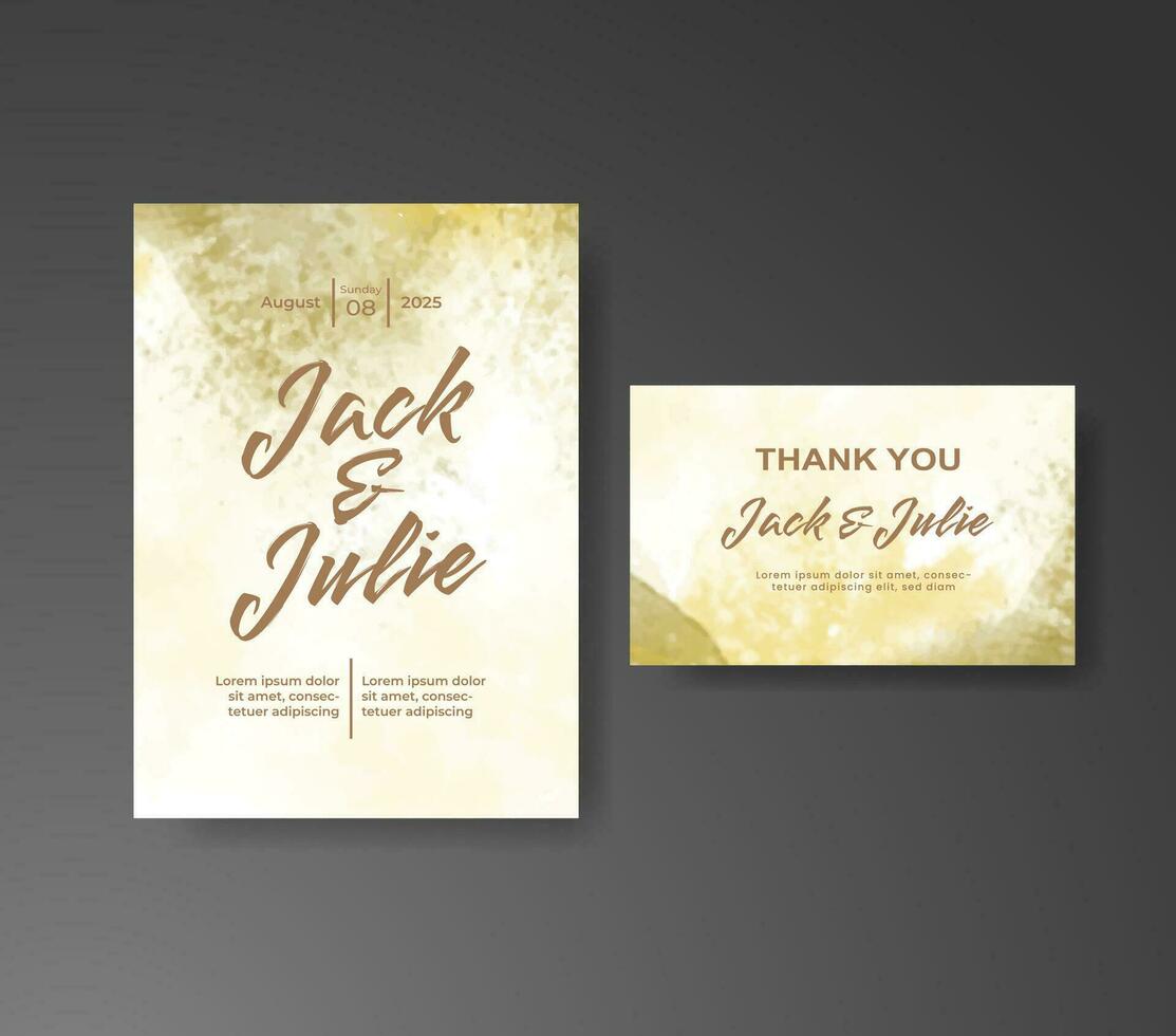 Wedding invitation with abstract watercolor background vector