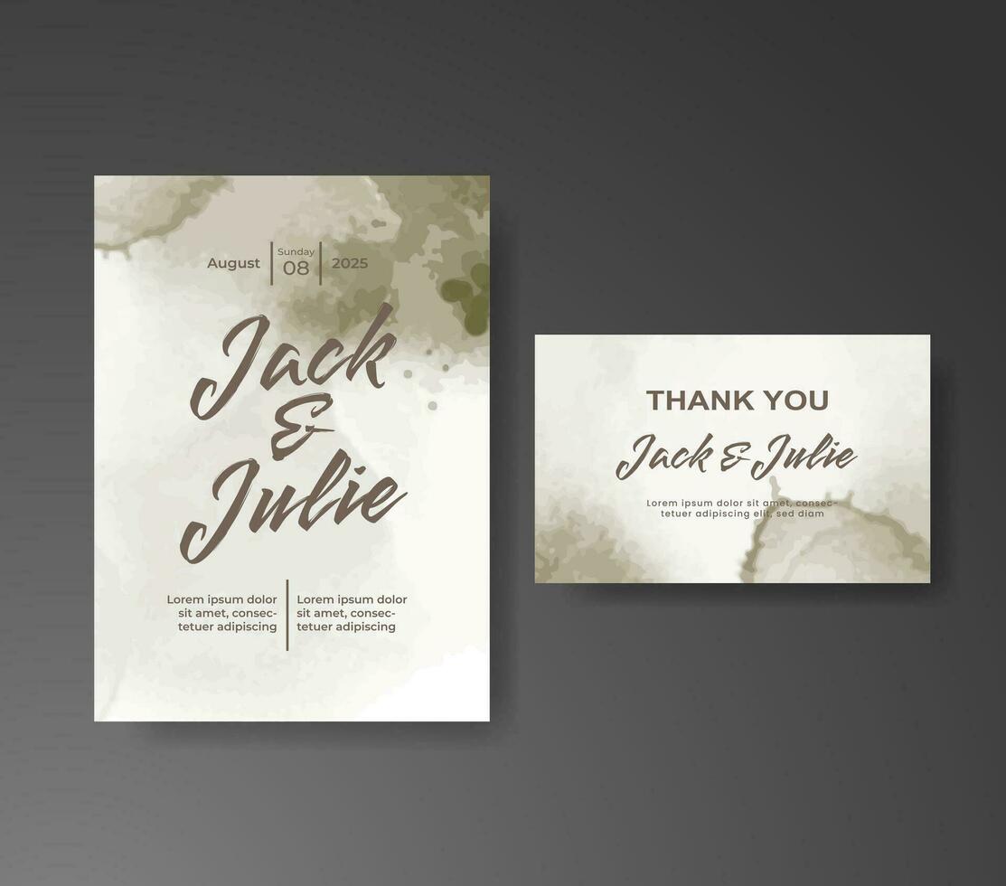 Wedding invitation with abstract watercolor background vector