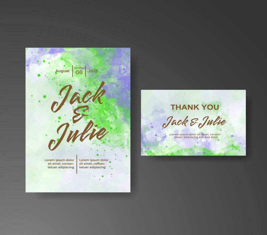 Wedding invitation with abstract watercolor background vector