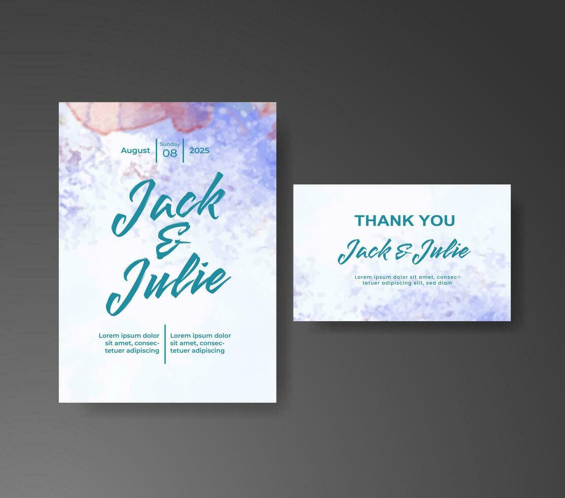 Wedding invitation with abstract watercolor background vector