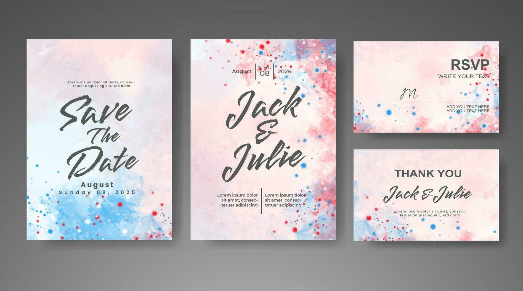 Save the date with watercolor background. Design for your invitation. vector