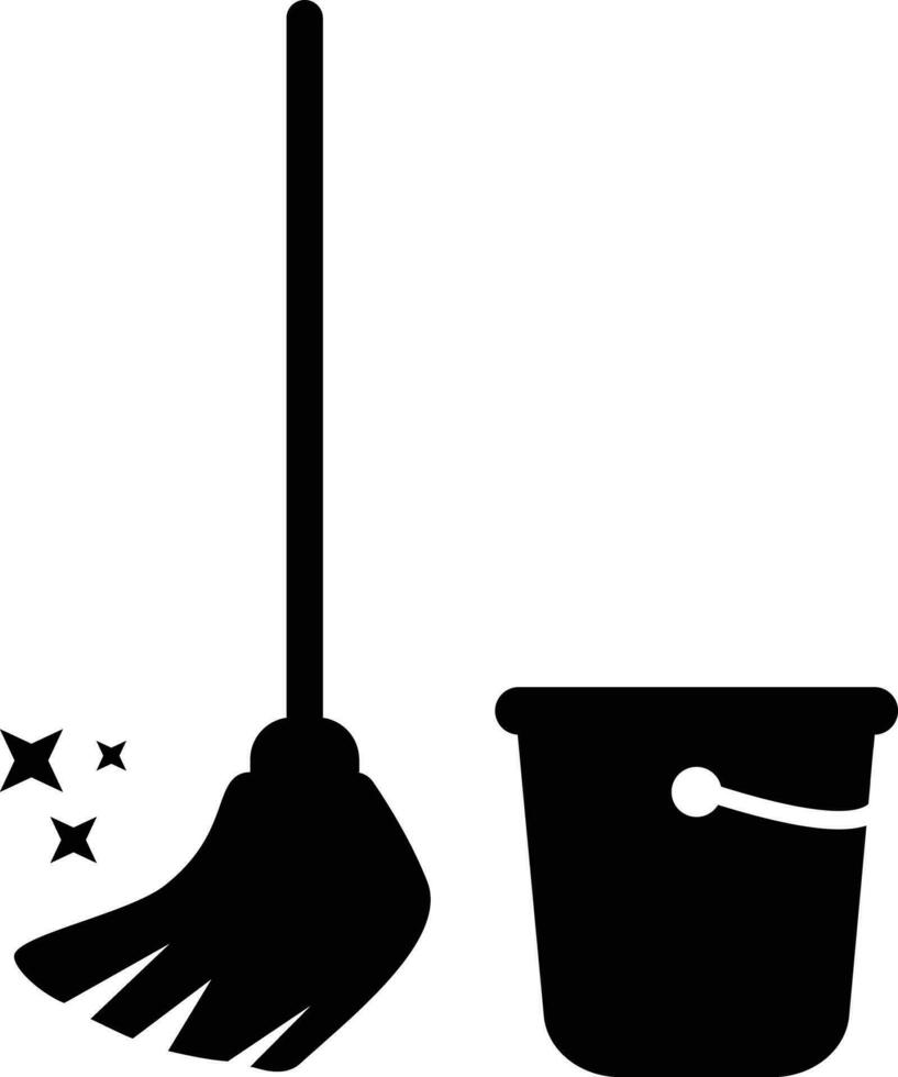 Mop and Bucket icon. Mop cleaning sign. Floor Mop symbol. Floor cleaning object. flat style
