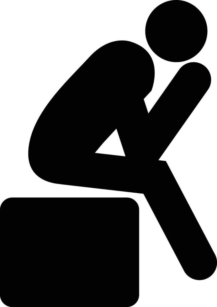 lonely sad man icon. depression symbol. men depress siting sign. flat ...