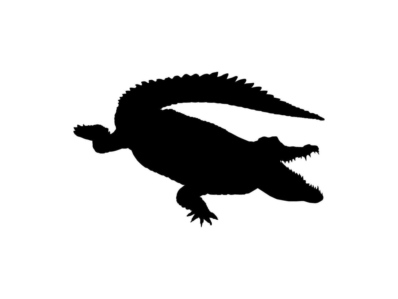 Crocodile or Alligator Silhouette for Art Illustration, Pictogram, Logo Type, Website or Graphic Design Element. Vector Illustration