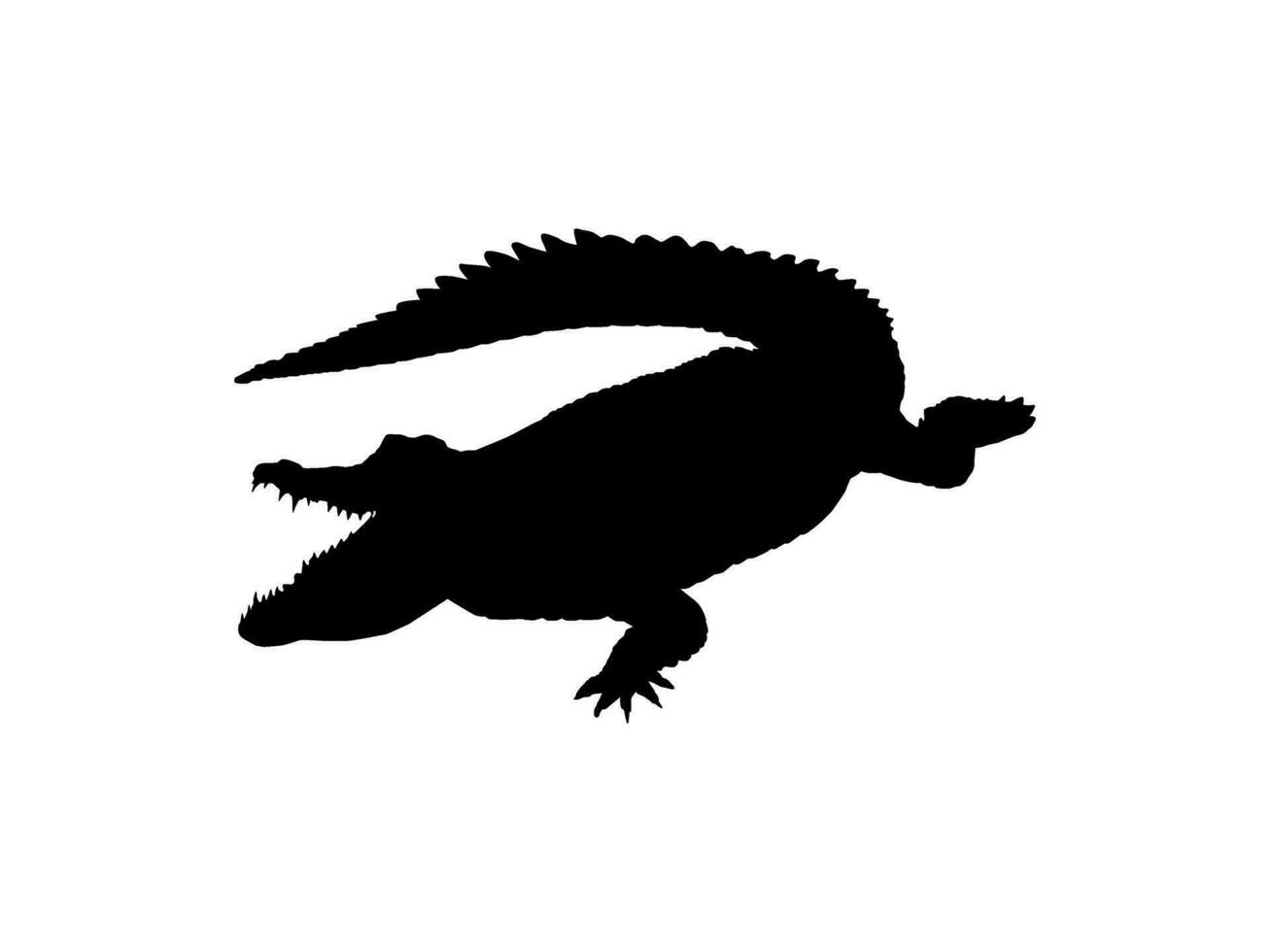 Crocodile or Alligator Silhouette for Art Illustration, Pictogram, Logo Type, Website or Graphic Design Element. Vector Illustration