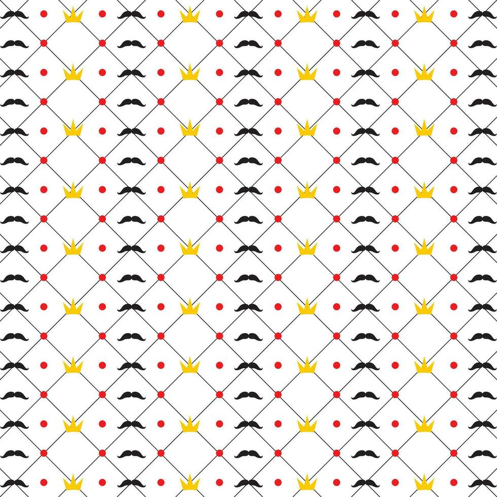 Gentlemen's seamless patterns with mustache, Seamless pattern of Father's day. Dad champion. Hand drawn icons background Vector
