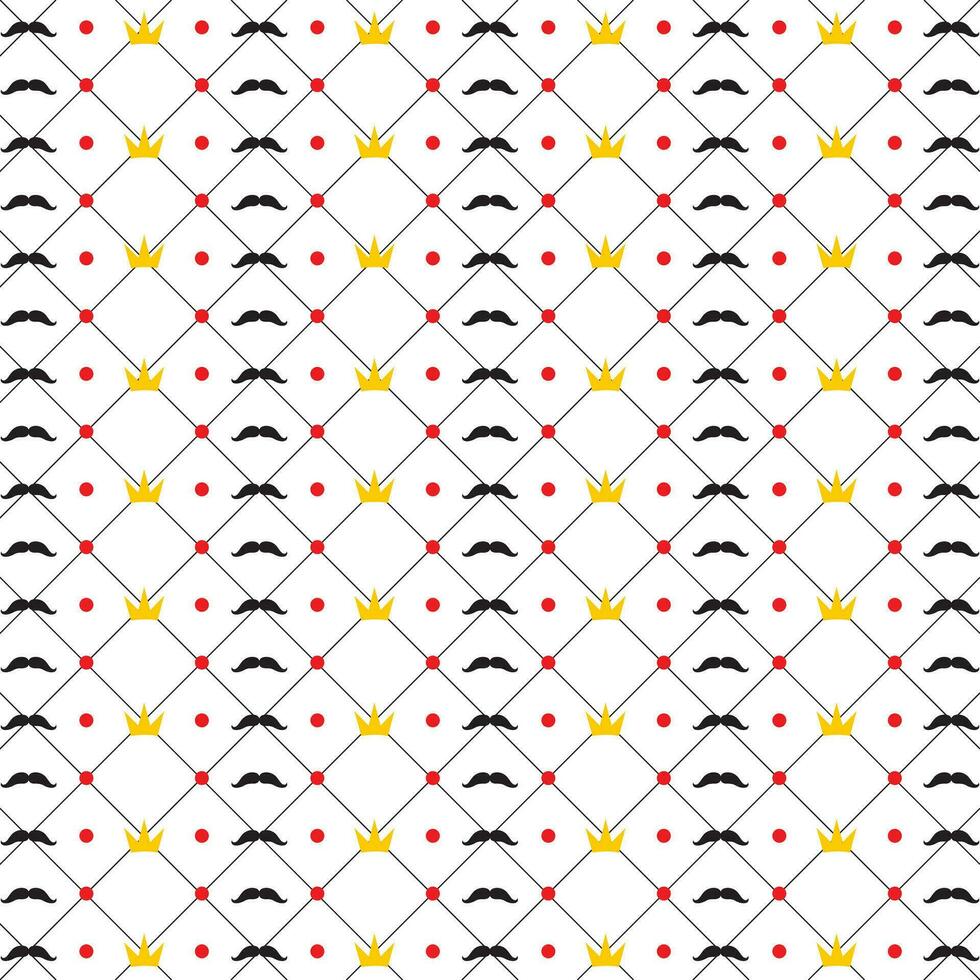 Gentlemen's seamless patterns with mustache, Seamless pattern of Father's day. Dad champion. Hand drawn icons background Vector