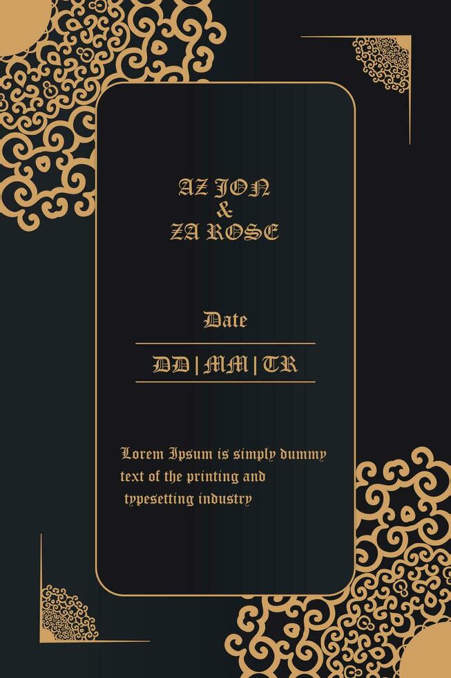 Mandala Luxury Wedding Invitation Card, Luxury wedding invitation card template. Mandala Black and gold Indian wedding invitation card template vector
