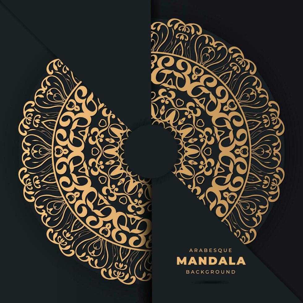 lujo ornamental mandala antecedentes Ramadán especial diseño en brillante dorado, ornamental lujo mandala modelo antecedentes con real dorado arabesco modelo Arábica islámico este estilo vector