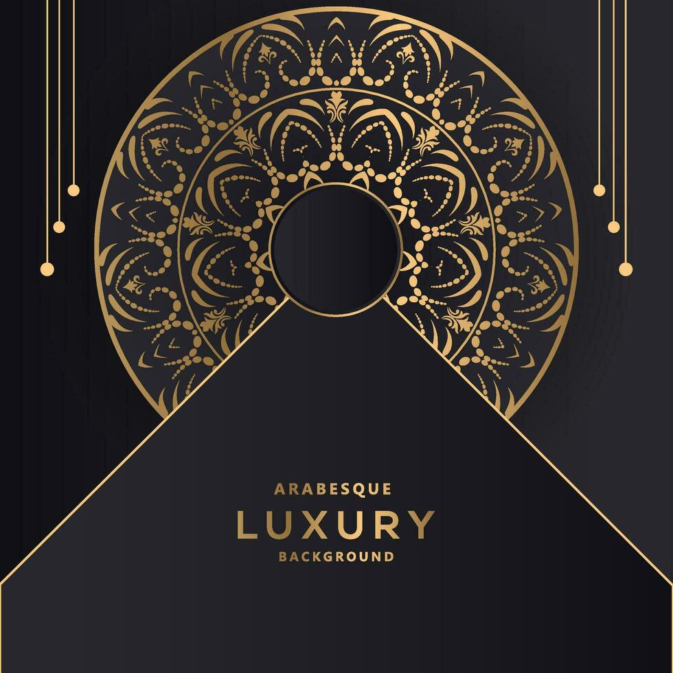 invitation card templates with gold patterned and luxury mandala background with golden arabesque pattern Arabic Islamic east style. style decorative mandala flyer banner vector