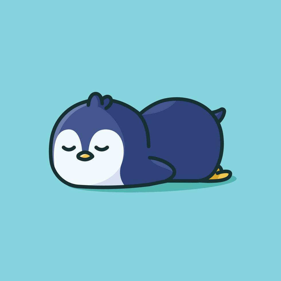 Cute sleeping penguin cartoon design illustration vector