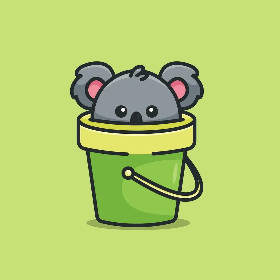 linda coala en el Cubeta sencillo dibujos animados ilustración vector