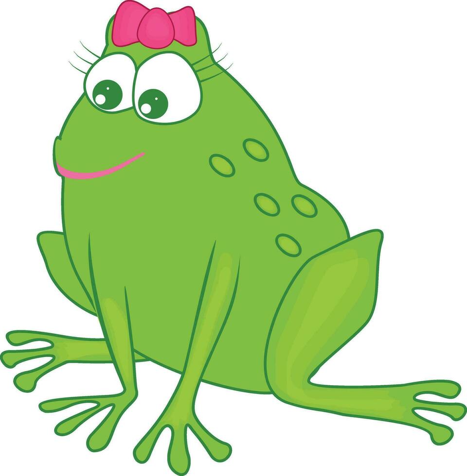 Cute cartoon of green frog. vector