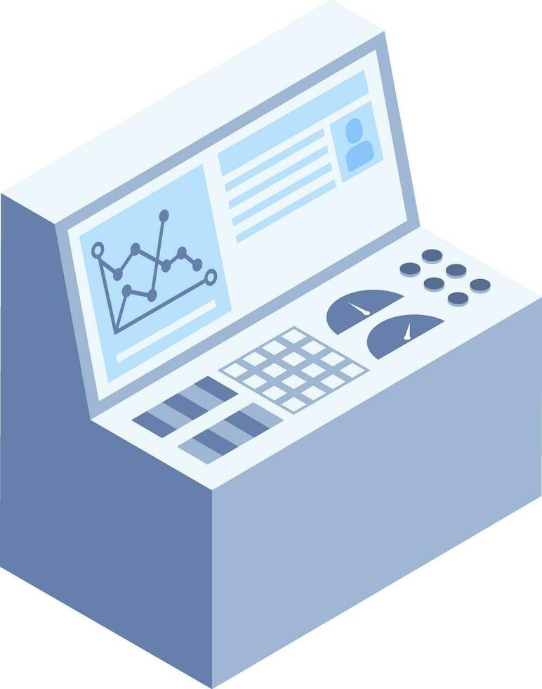 Isometric scanner monitor machine icon. vector