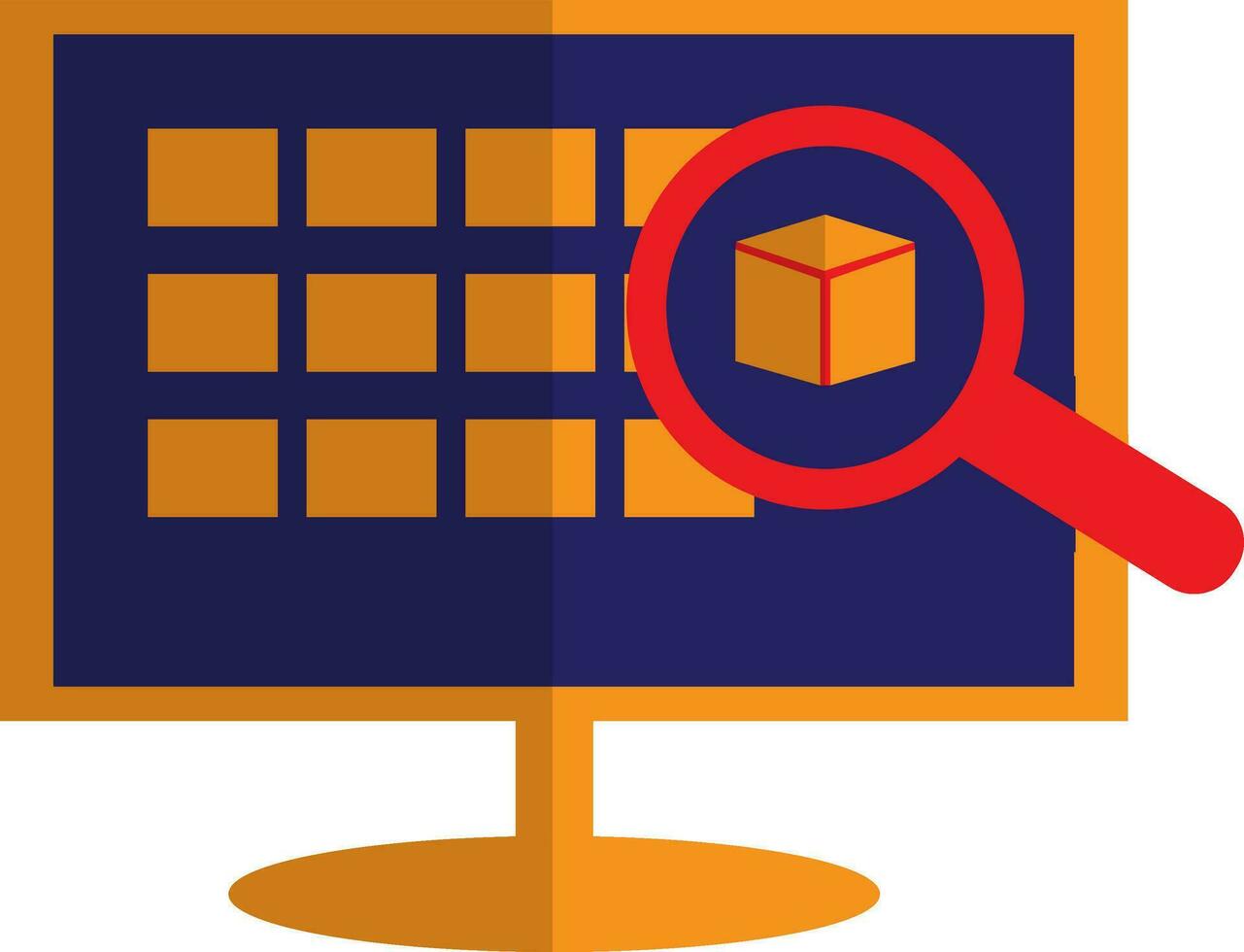 Delivery boxes search in computer. vector