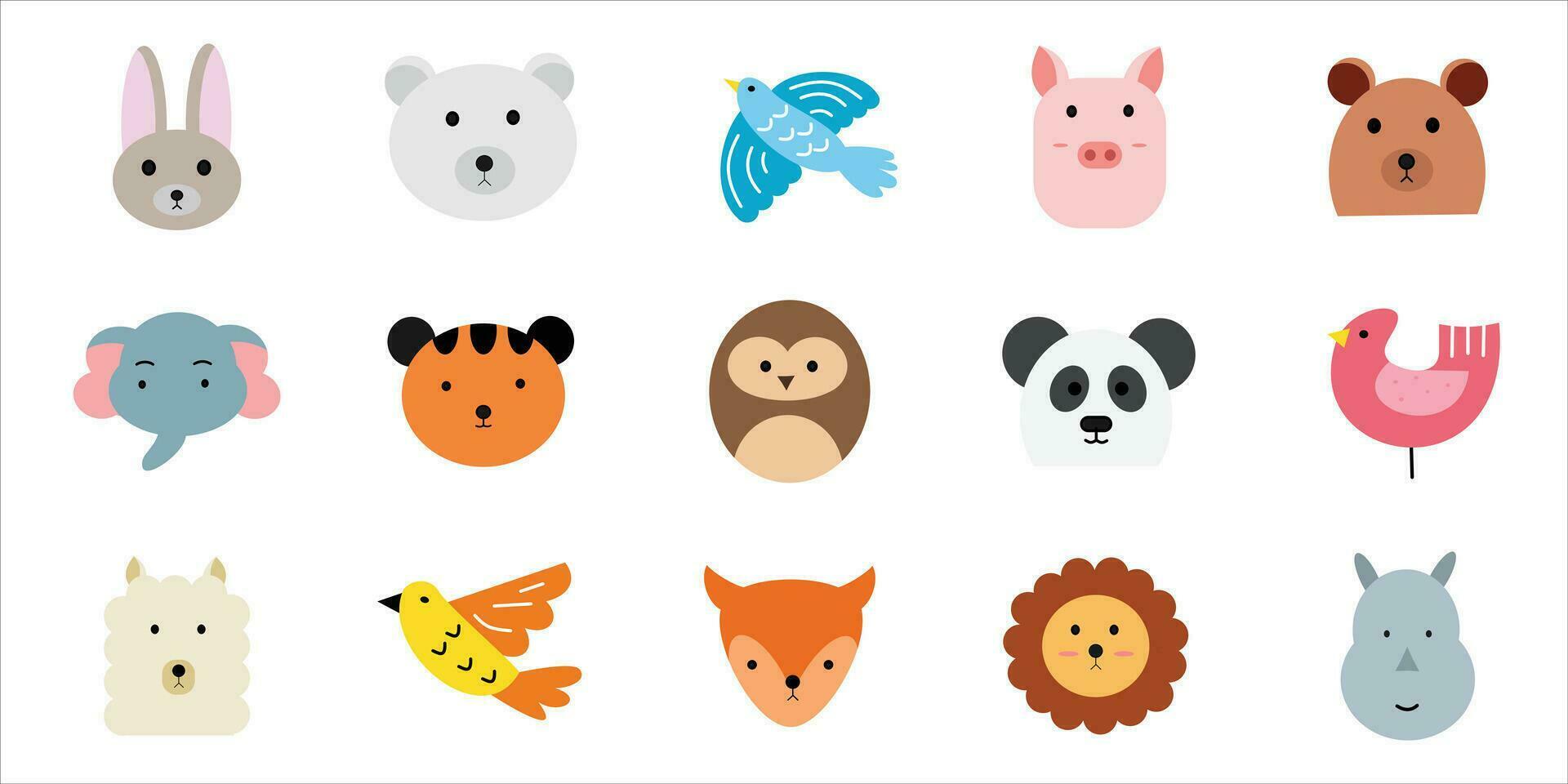 Set of cute animal character vector