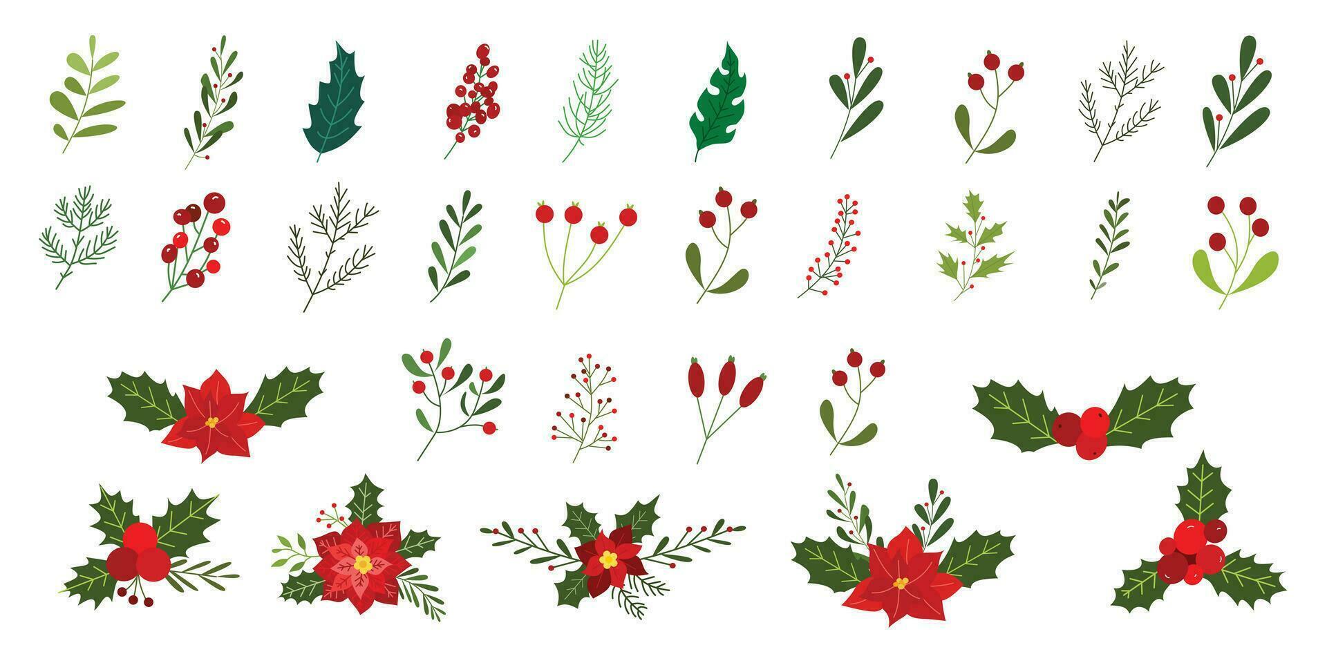 conjunto de Navidad floral ornamento vector