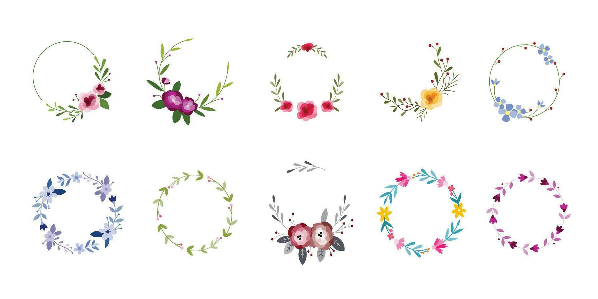 Set of laurel and wreath floral copy space vector