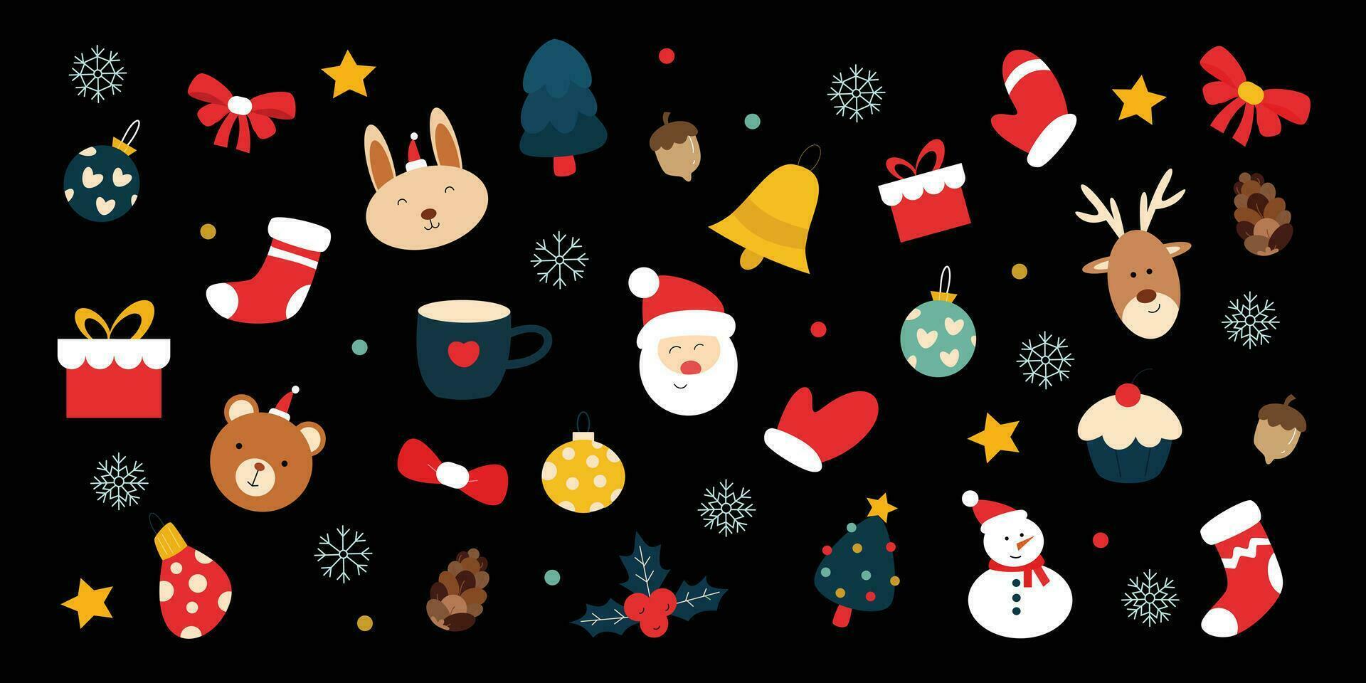 Set of cute Christmas day illustration ornament vector