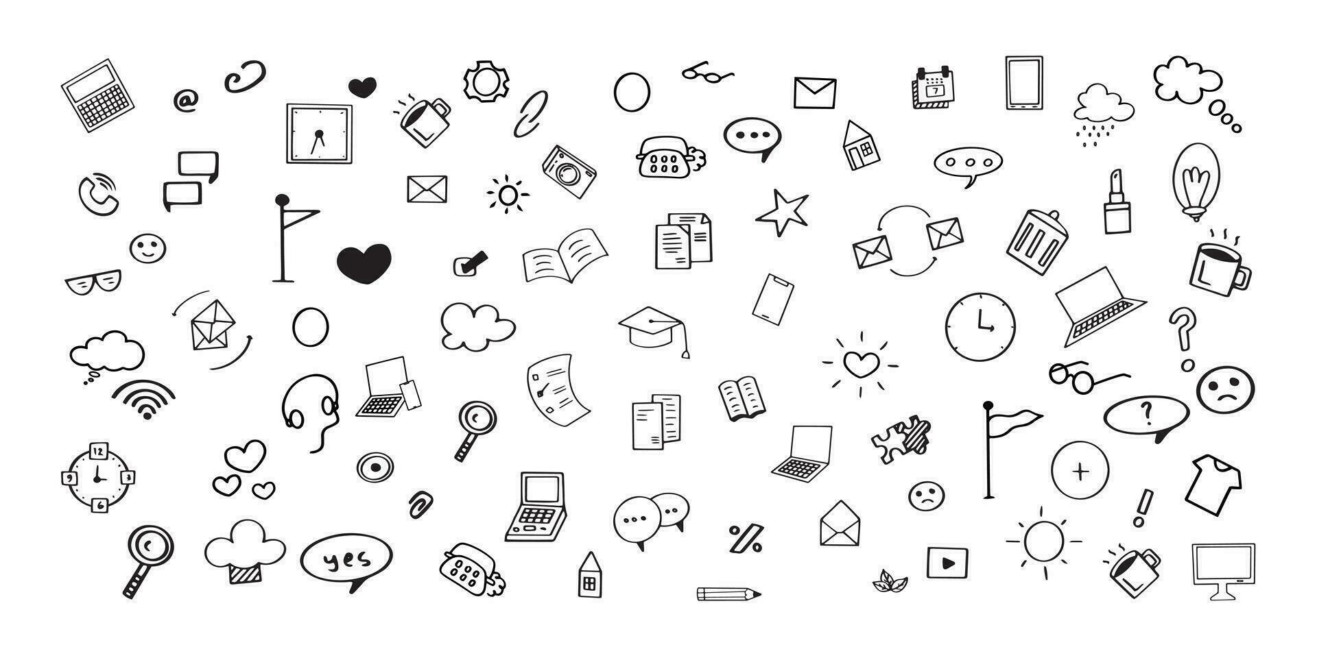 Big bundle of business icon hand drawn vector