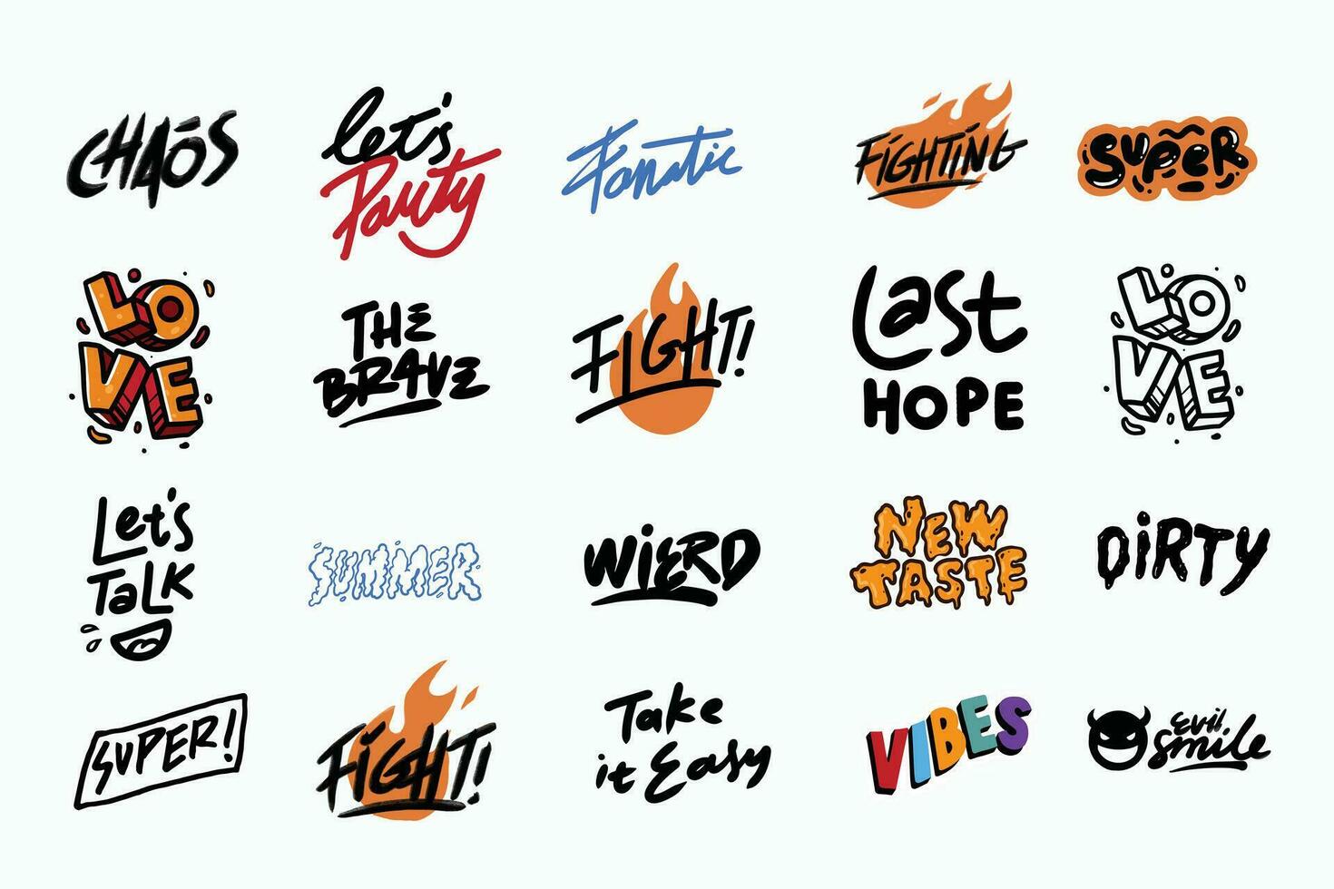 Trendy street word stickers element vector