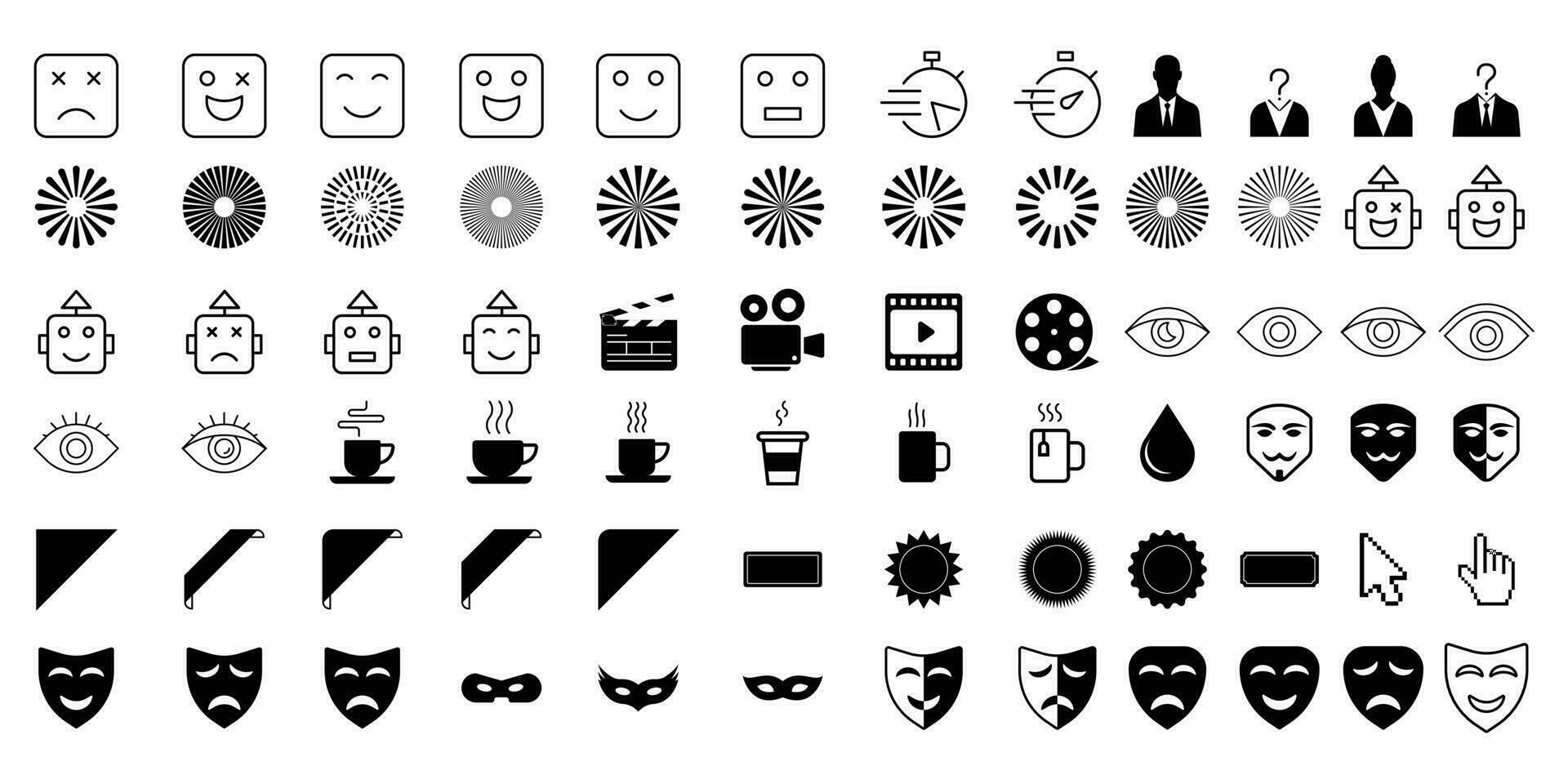 Set of random rare icons that are often used vector