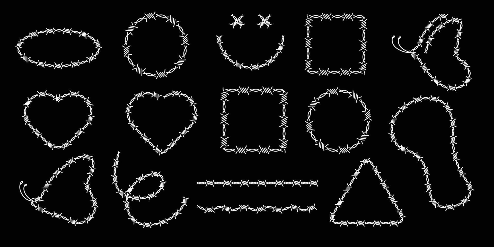 Set of barbed wire element in Y2K symbol vector