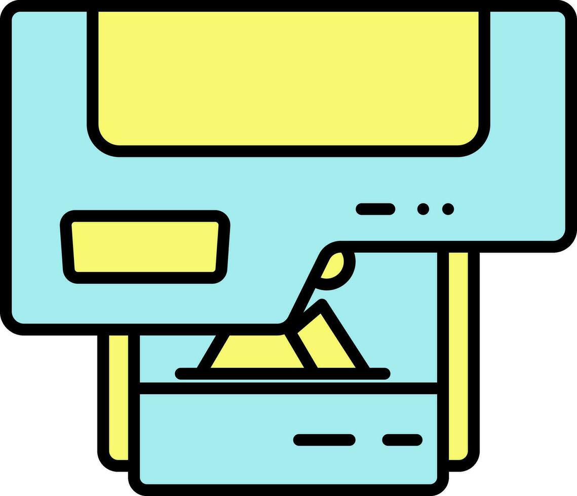 parte superior ver impresora icono en azul y amarillo color. vector