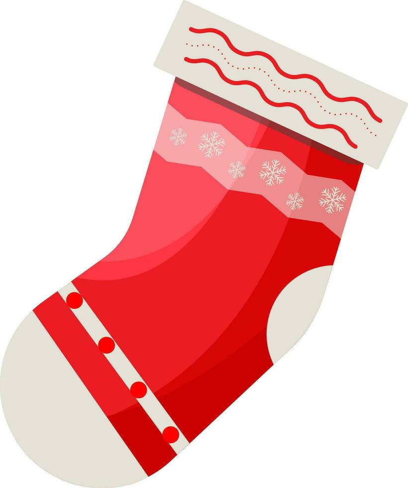 Papa Noel calcetines elemento en rojo y beige color. vector