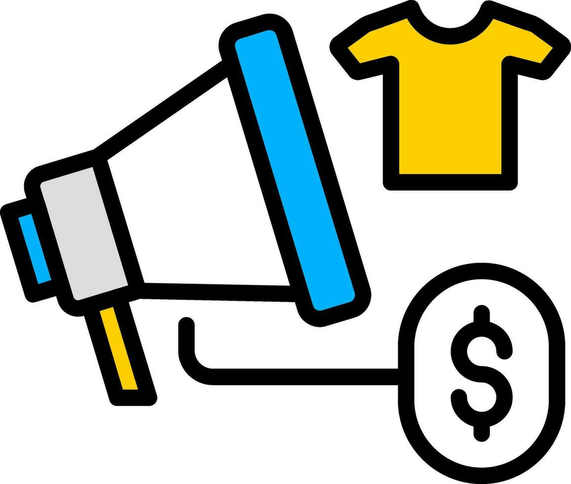 T-Shirt Sale Price Money Announced with Megaphone icon in Flat Style. vector