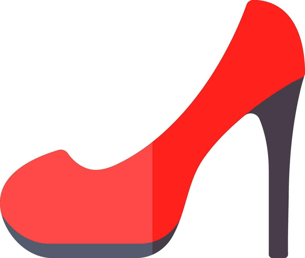 Red high heels in flat style. vector