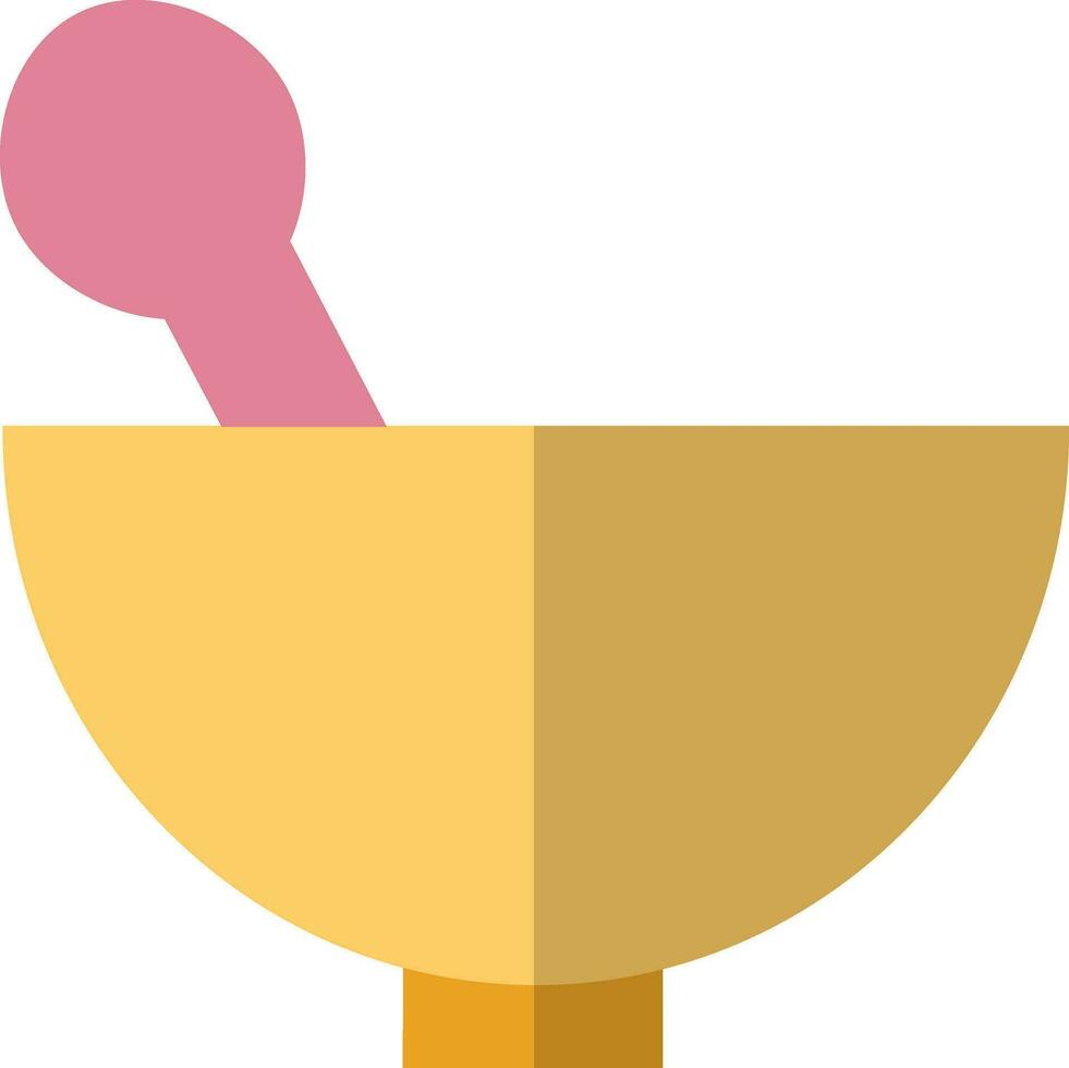 Mortar and pestle. Yellow and pink illustration. vector
