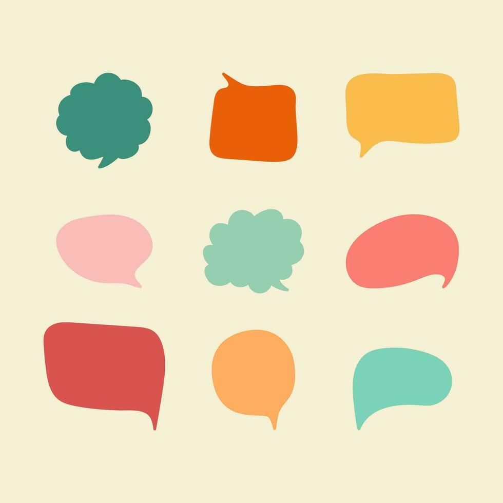 Set of hand drawn different retro speech bubbles isolated on yellow background vector