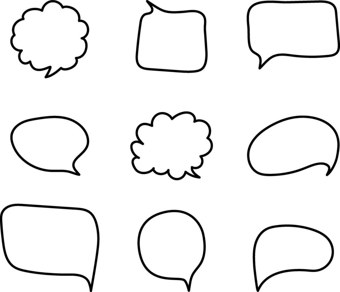 Set of hand drawn different speech bubbles isolated on white background vector