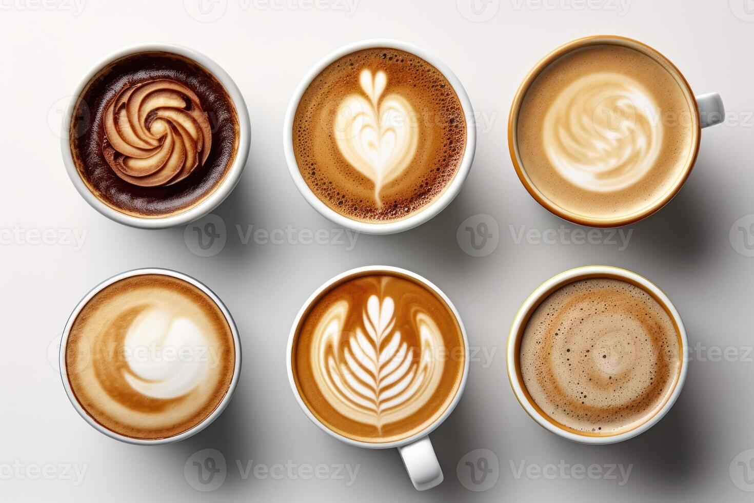 valores foto de colección mezcla un taza capuchino latté más motivo parte superior comida fotografía generativo ai